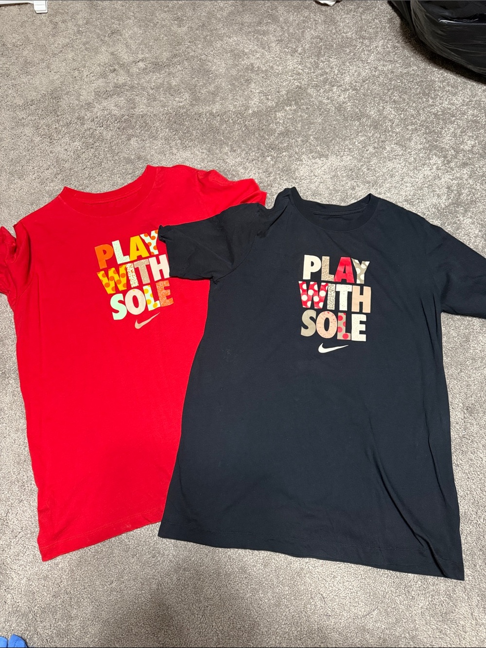 Nike Kids Play With Sole Graphic Tee - Black & Red both for $12.